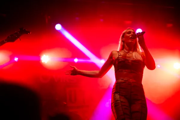 Ines Erbus performing at party.