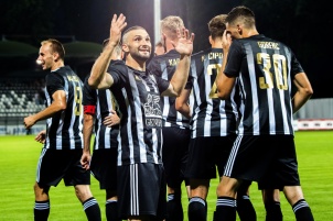 NS Mura won first qualifying round with 5:0 at home against KF Shkëndija at Mestni stadion Fazanerija in Murska Sobota, Slovenia.