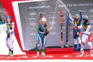 Audi FIS Alpine Ski World Cup Women's Giant Slalom on February 15, 2020 in Kranjska Gora Slovenia.