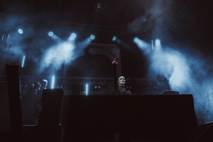German DJ Allefarben performing in Rakican Castle during Halloween music festival.