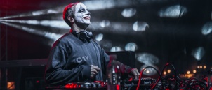 German DJ Allefarben performing in Rakican Castle during Halloween music festival.